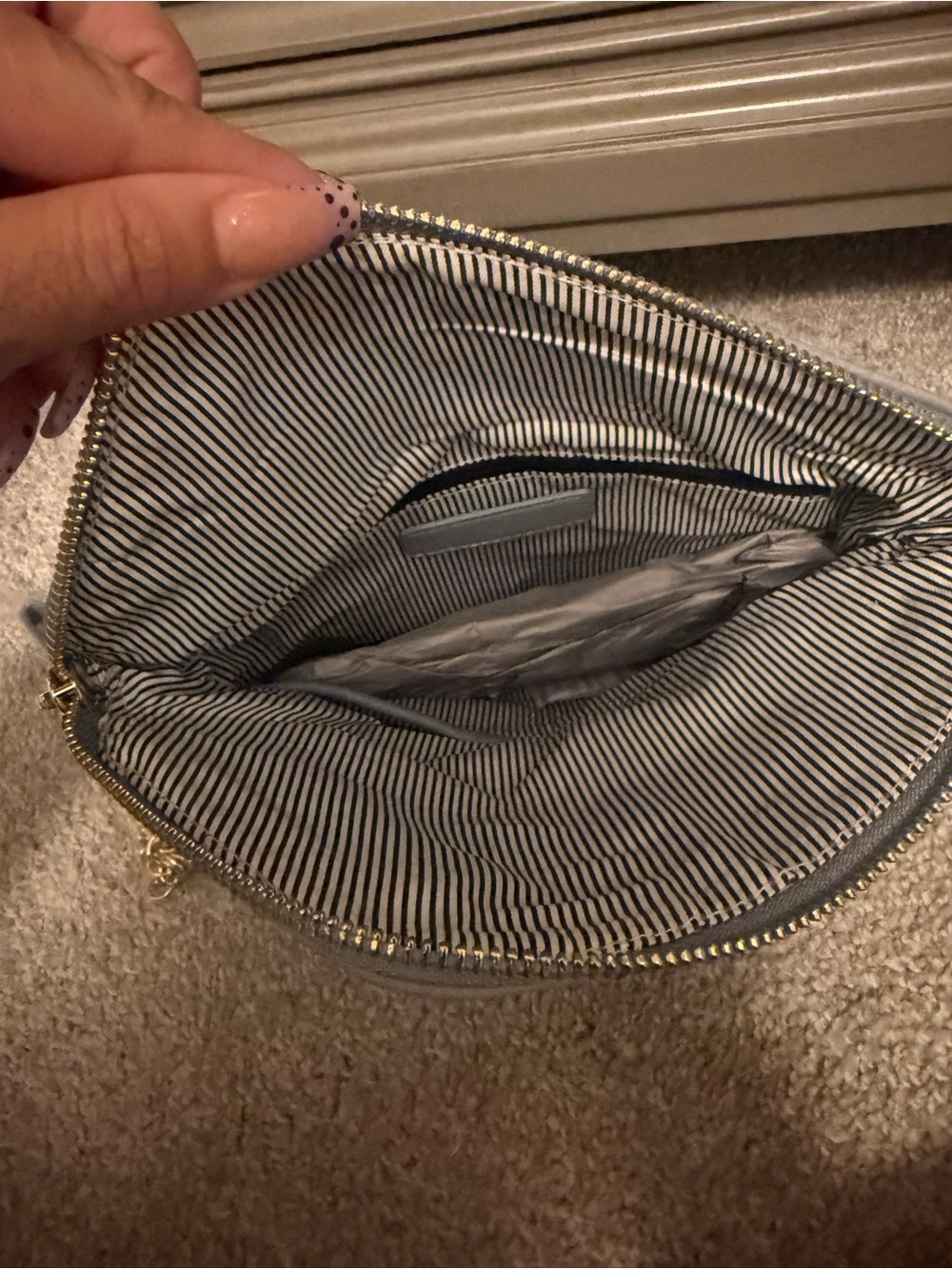 Envelope Zip-Trim Clutch in Light Gray - Picture 5 of 5